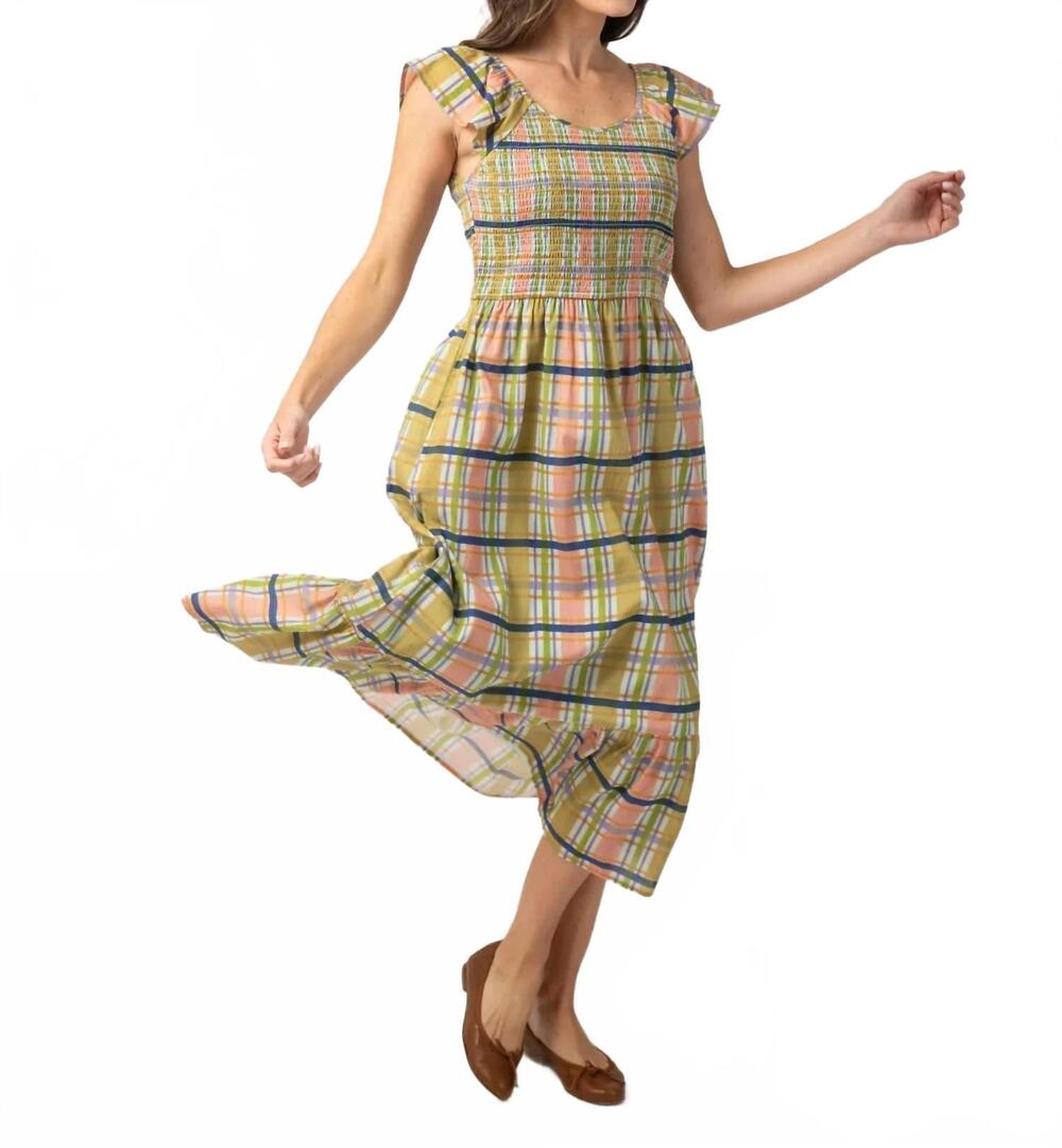NEW BEAU & RO goldie dress in camden pink plaid